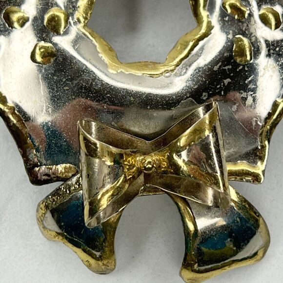 Vintage Mexico Holiday Christmas Wreath Bow Brooch Pin Pendant โจ - Picture 6 of 9